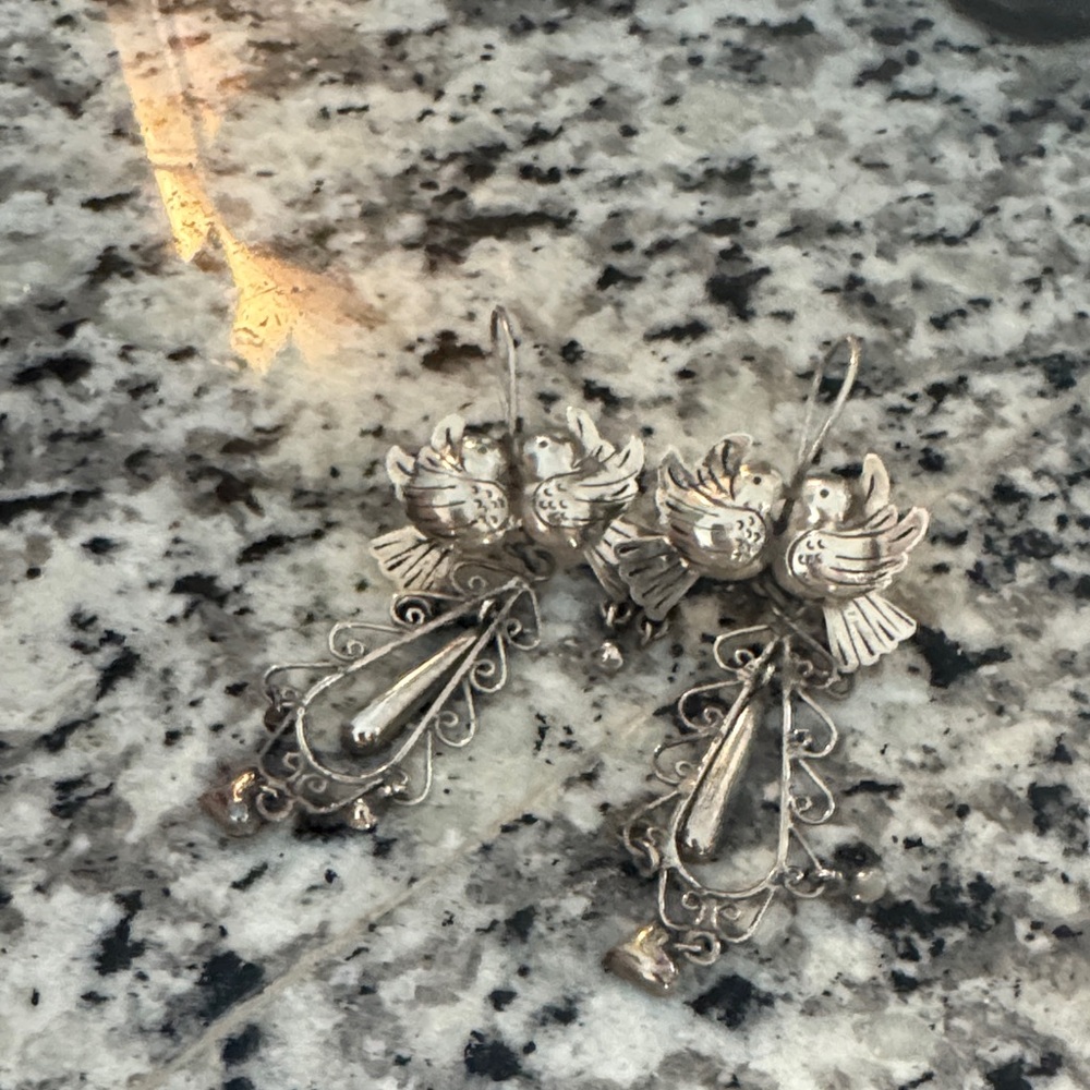 Silver Bird Dangle Earrings - Picture 3 of 5